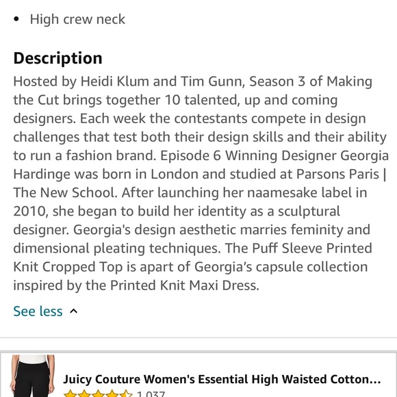 🔵 55) Making the Cut Season 3 Puff Sleeve Printed Knit Cropped Too NWT sz XXL - Picture 5 of 9